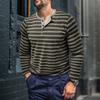 Herre Casual Langermet Skjorte Stripete Skjorte med Tre-Knapps Topper