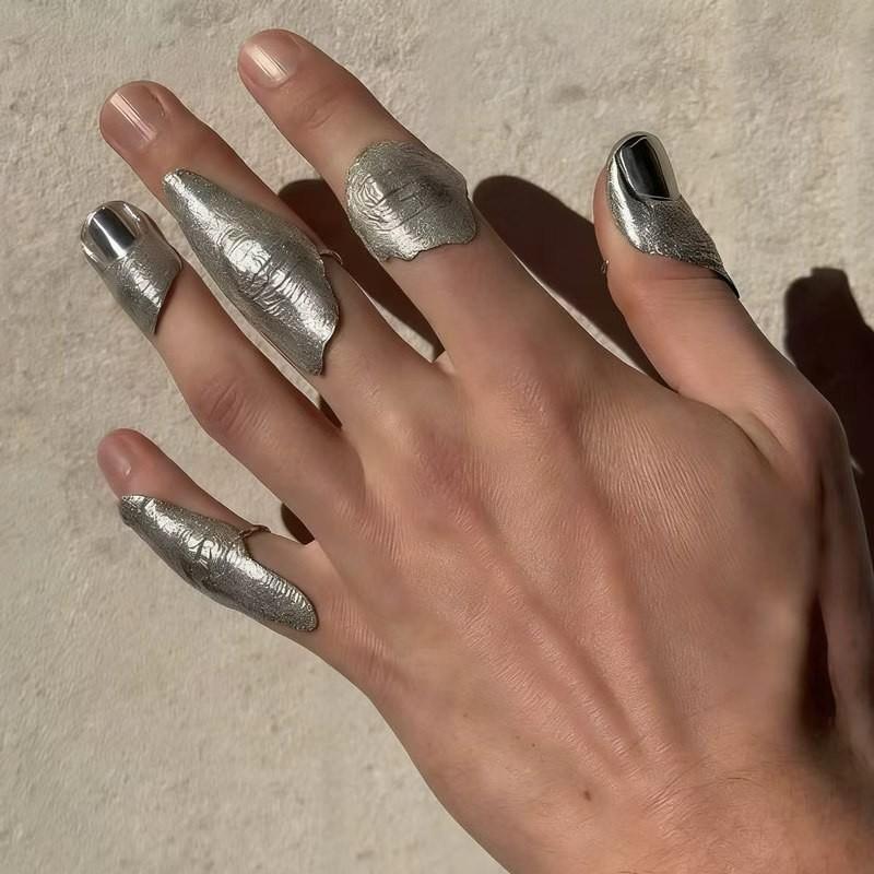 [Texture Metal] Irregular Joint Ring Hip Hop Texture Armor Full Finger Protection Joint Ring