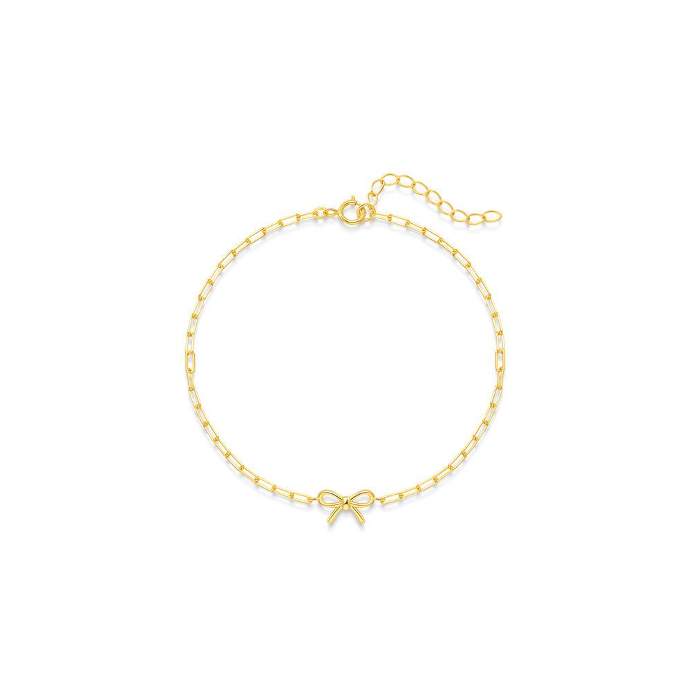 S925 Sterling Silver Daily With Glossy Bow Paperclip Chain, Bracelet Simple And Elegant Bracelet