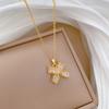 Butterfly T-Shaped Zircon Full Diamond Fashionable Light Luxury Temperament Gorgeous Full Diamond Necklace Female Versatile Collarbone Chain