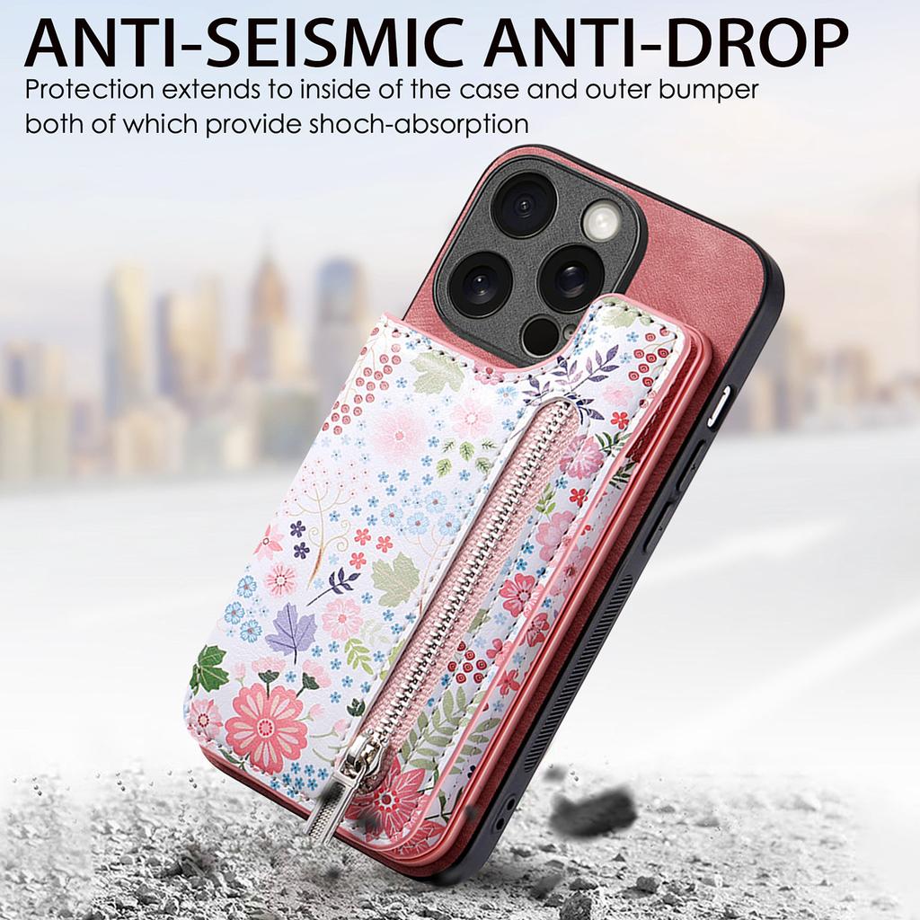 Painted Left and Right Zippered Wallet Case for iPhone 15 14 Plus 13 12 11 Pro Max XSMax for Samsung S23 S22 S21 S20 Ultra Plus S21 FE A14 A54 A13 A53