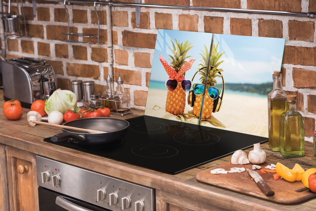 SZKLANA PŁYTA OCHRONNA NA KUCHENKĘ 90x52 ANANAS
