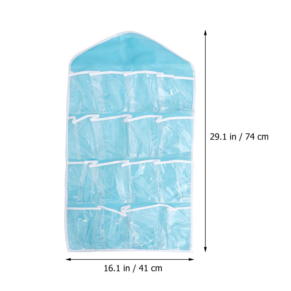 16 Grid Over Door Hanging Bag Clear Storage Organizer for Underwear Socks Bras Cosmetics Gadgets Jewelry Dust Damp Bacteria