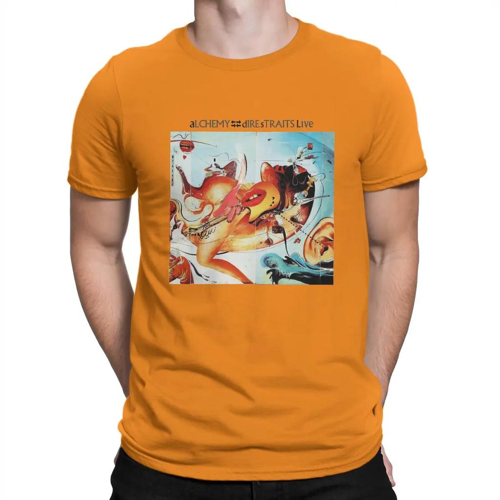 Alchemy  Music T-Shirts for Men Dire Straits Band Unique Cotton Tees Crew Neck Short Sleeve T Shirts Original Tops