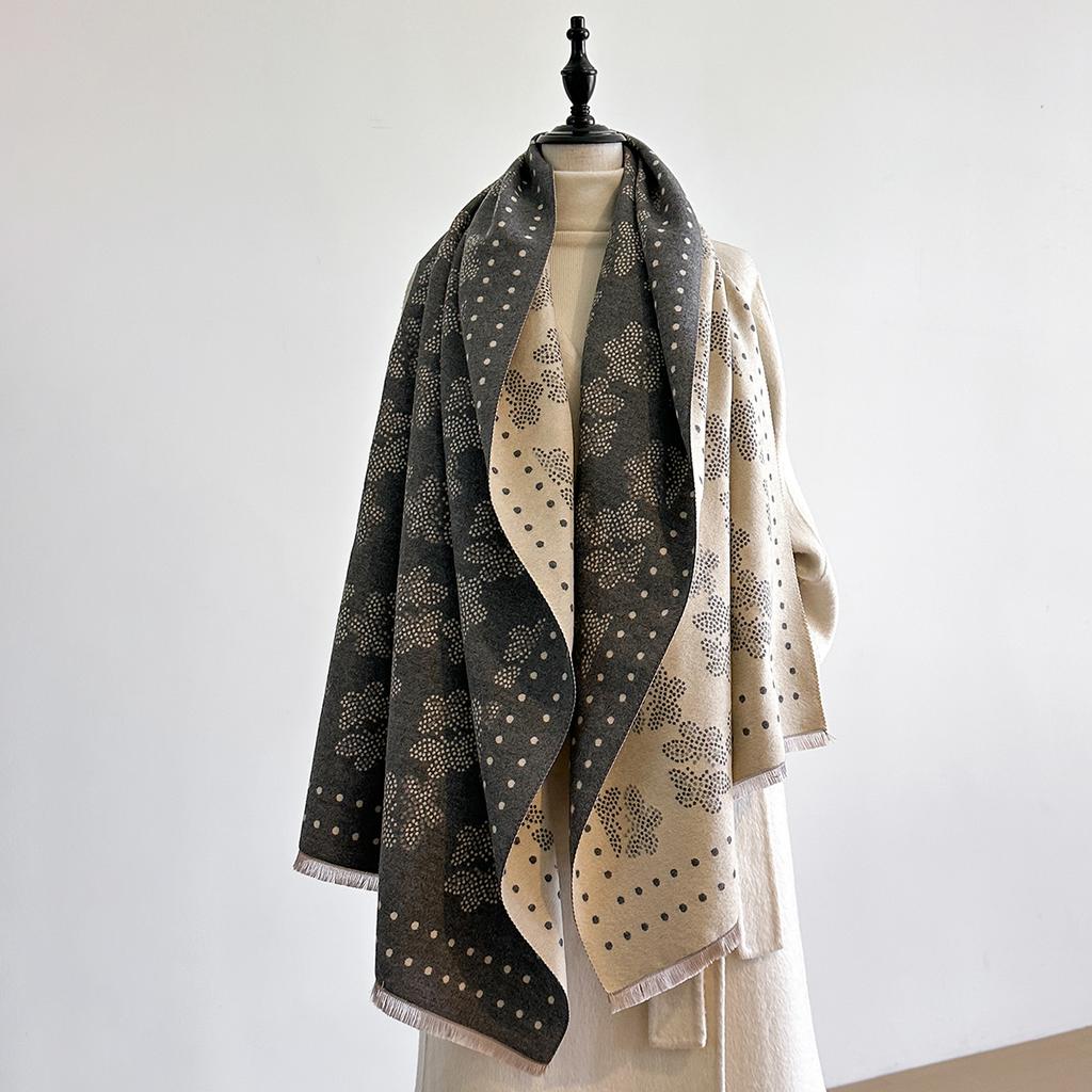 Luxury  Women'S Two-Sided Printed Scarf - Soft Warm Pashmina Butterfly Shawl Winter Outdoor Coldproof Windproof Blanket