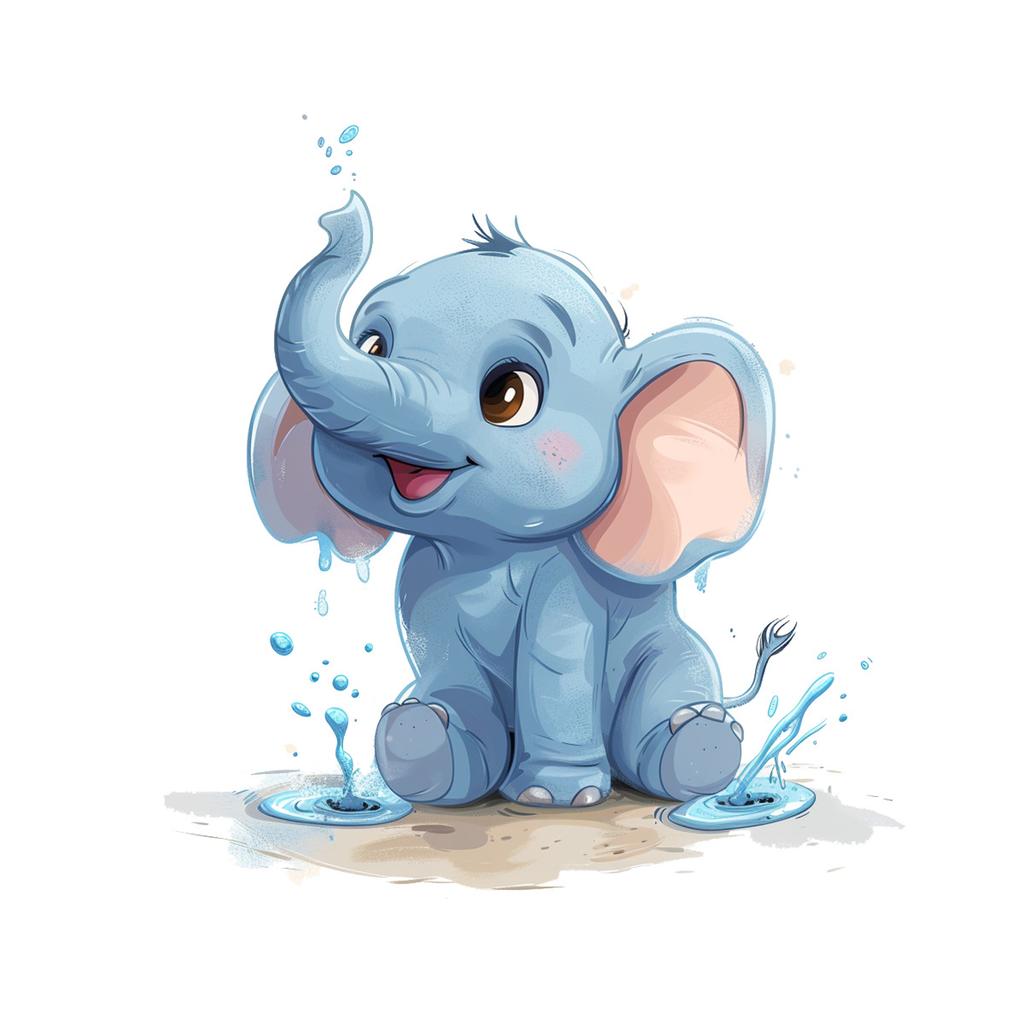 Adesivi Elefante Cartone Animato Che Gioca con l'Acqua WC, Impermeabili Rimovibili Autoadesivi per Decorazione Bagno Stanza dei Bambini