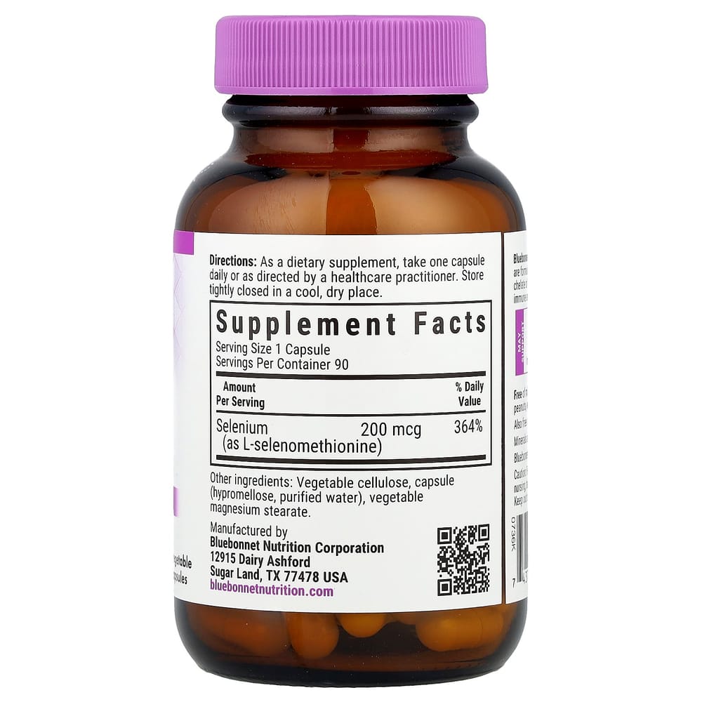 Bluebonnet Nutrition Selenium Selenomethionine 200mcg Veggie Capsules 90 Counts