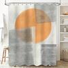 Modern Bathroom Shower Curtain featuring Geometric Design with Neutral ColorsOrange, Grey White Decorative Fabric Shower Curtain