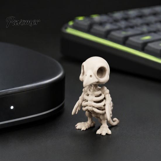 Personalized Gothic Interior Decor 3D Printed Vulture Skeleton Figurine,Spooky Bird Skull Statue, Mini Realistic Model Micro Landscape Ornament