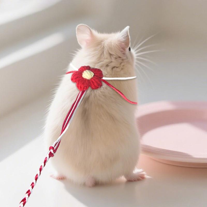 Adjustable Hamster Leash Harness with Flower Design Walking Rope For Small Animal Funny Entertainment Easy To Carry