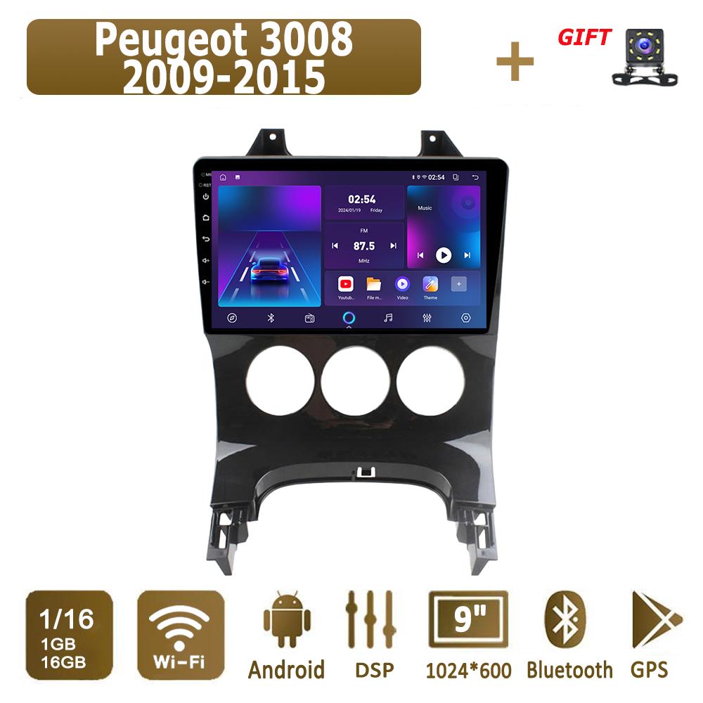 Autorádio Android pro Peugeot 3008 2009-2015 Multimediální přehrávač Hlavní jednotka Stereo GPS Navigace BT WIFI 1+16GB