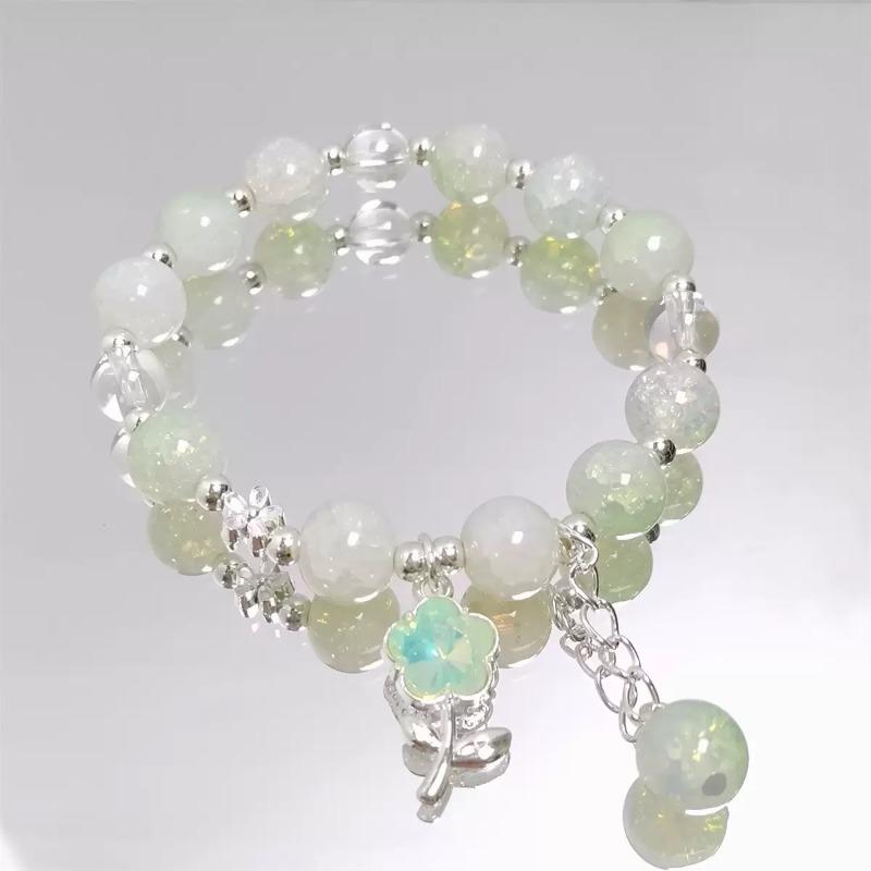 Summer Fresh and Cool Forest-themed Green Crystal Butterfly Ethereal Crystal Bracelet - A Niche Item