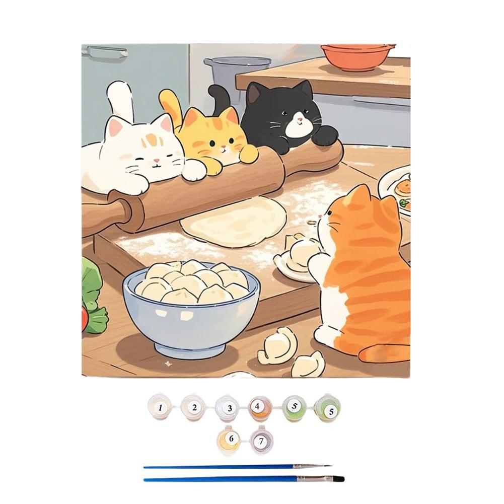 Simple Cat Paint by Numbers Kit,Paint by Number Kits on Canvas for Kids Beginners,Digital Oil Painting Kits for Home Wall Decor