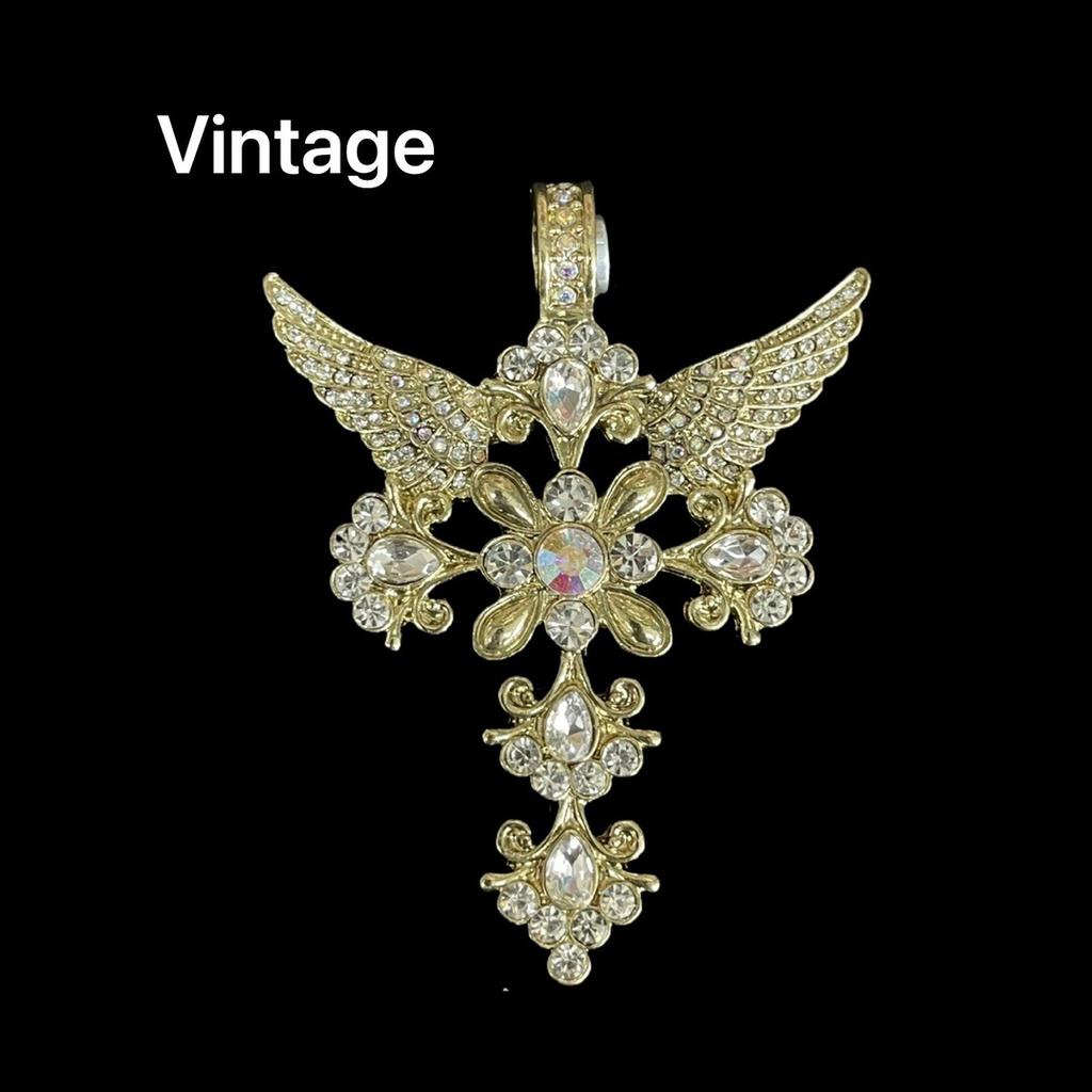 Retro Fashion Light Luxury Electroplating Process Czech Full Diamond Angel Wing Pendant