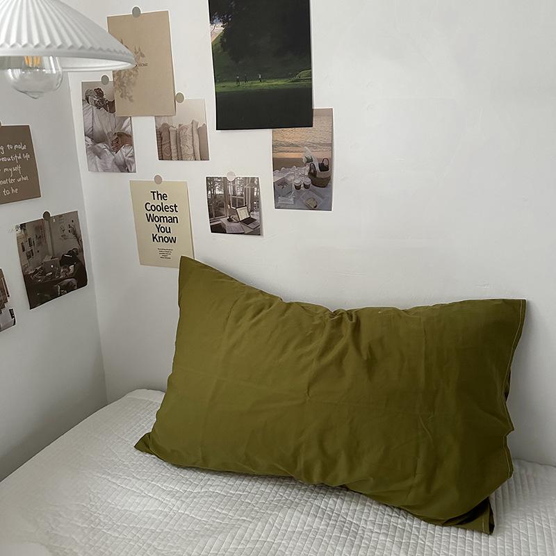 Solid Color Striped Pure Cotton Pillowcase (Single Piece)