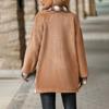 Turndown Collar Plaid Plush Jacket Women's Single Breasted Long Sleeved Coat Medium Length Loose Warm Outerwear Autumn and Winter New Fashion