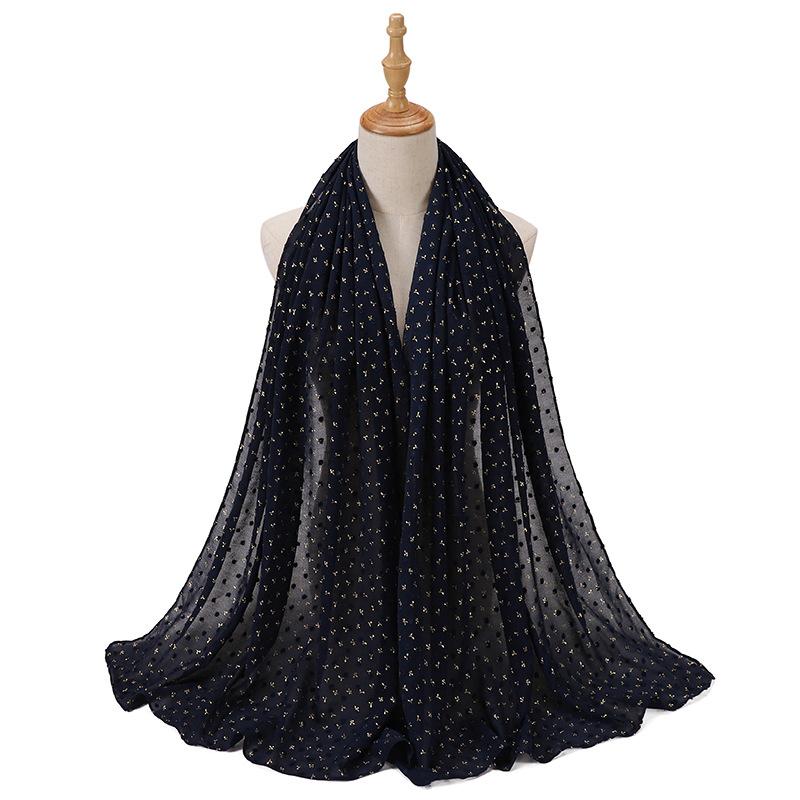 Bubble Pearl Scarf Stamping Chiffon Hijabs For Women Plain  Head Hijab Wrap Solid Shawls Headband Foulard Femme Muslim Hijab