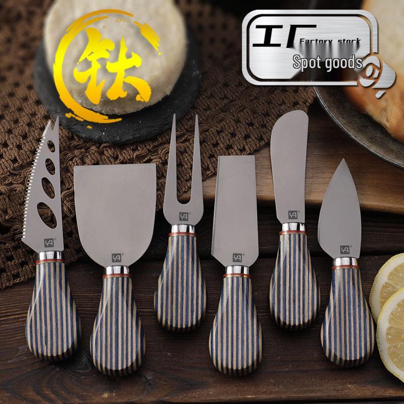 High-End Titanlegierung Käsemesser mit blauem Holzgriff - Westliches Tafelgeschirr Butter- und Marmeladenmesser