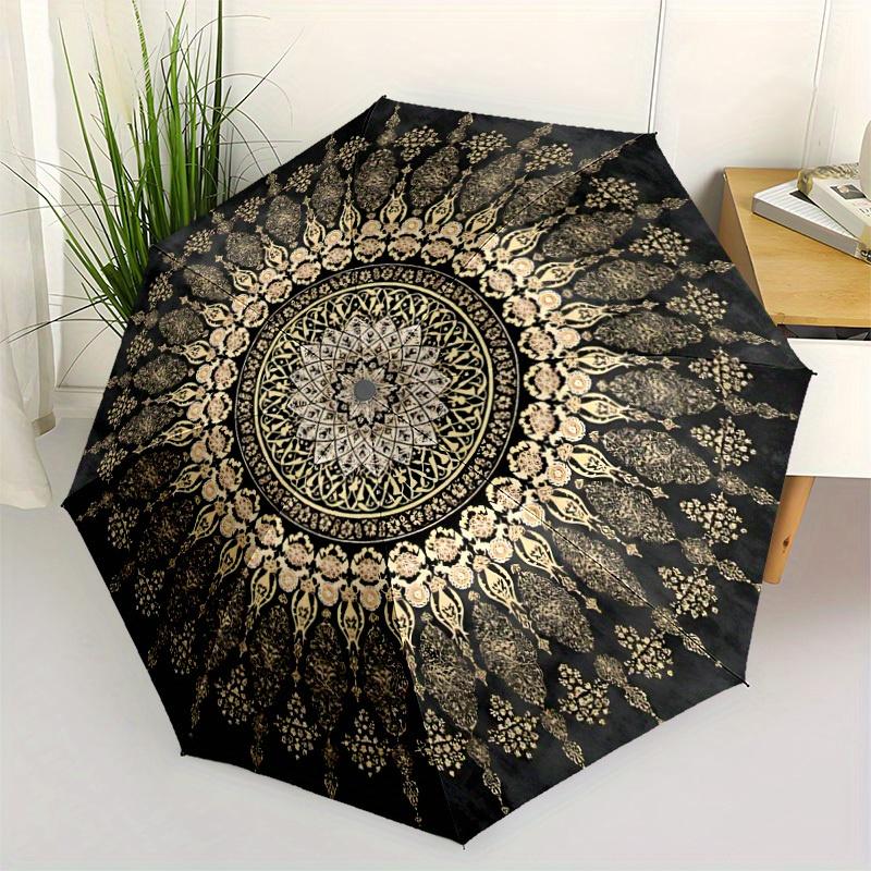 1pc Mandala, Ornament Automatic Open/Close Umbrella with One Touch Button,, Windproof Design   Lightweight Portable Umbrella for Women & Men6138