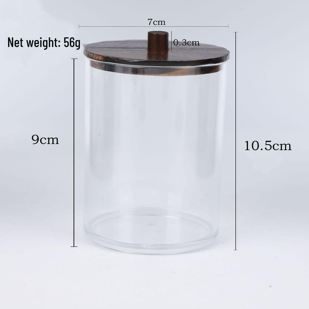 Diamond Pattern Cotton Pad Organizer with Wooden Lid - Multi-Purpose Desktop Storage Box