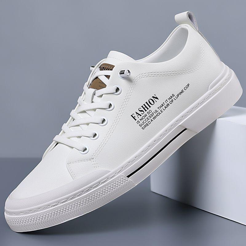 

New Shoes for Men Genuine Leather Casual Shoes Concise White Flat Skateboard Shoes Street Cool Slip-on Sneaker 44