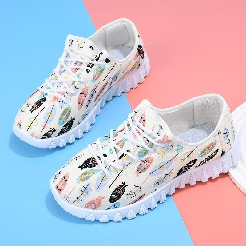 Woman Spring Autumn New Flat sole Canvas Shoes Soft Sole Non Slip Round Toe Lace Up Lightweight Breathable Casual Shoes