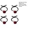 4Pcs Hair Rope Flocking Rose Flower Imitation Pearl Decor Hair Tie Soft No