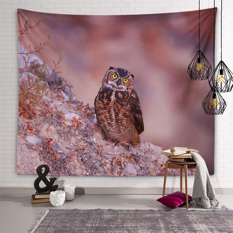 Kawaii Owl Tapestry Background Wall Art Decoration Wall Hanging Living Room Bedroom Dormitory Room Cute Animal Home Decoration