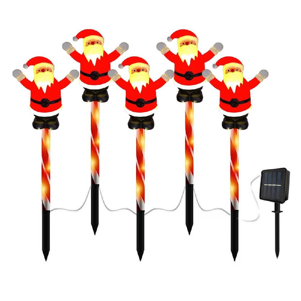 Solar-Powered Santa Claus Solar Lights Cartoon Holiday Decoration Lights  Xmas Party Decorations