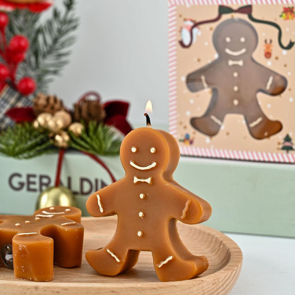 Gingerbread Man Shaped Scented Candle,  Soy Wax Christmas Decorative Candle,  for Christmas Eve Party Decoration and Gift