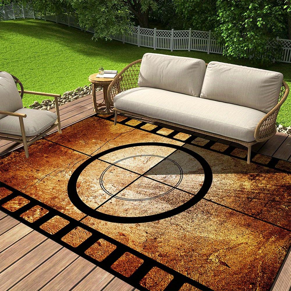 1pc Movie Countdown Pattern Non-Slip Area Rug - Crystal Velvet, Vintage Film Design with Golden Spool & Clapper Board,