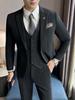 Slim Fit Striped Three-Piece Men's Suit - Casual Single-Breasted Wrinkle-Resistant Formal Wear.