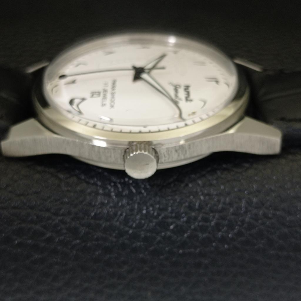 VINTAGE HMT JANATA HAND-WINDING INDIAN MENS ARABIC WHITE DIAL WATCH a440934-4 HT-a440934