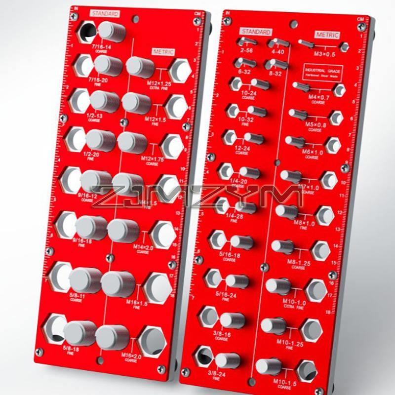 2 In 1 Nut and Bolt Thread Checker 38 Holes Bolt Size Thread Identifier Gauge Standard Metric Bolt Nut Gauge