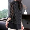 Spring Summer Polka Dot Printed Blouse Women's Clothing Casual Single-breasted Commute O-Neck 3/4 Sleeve All-match Loose Shirt