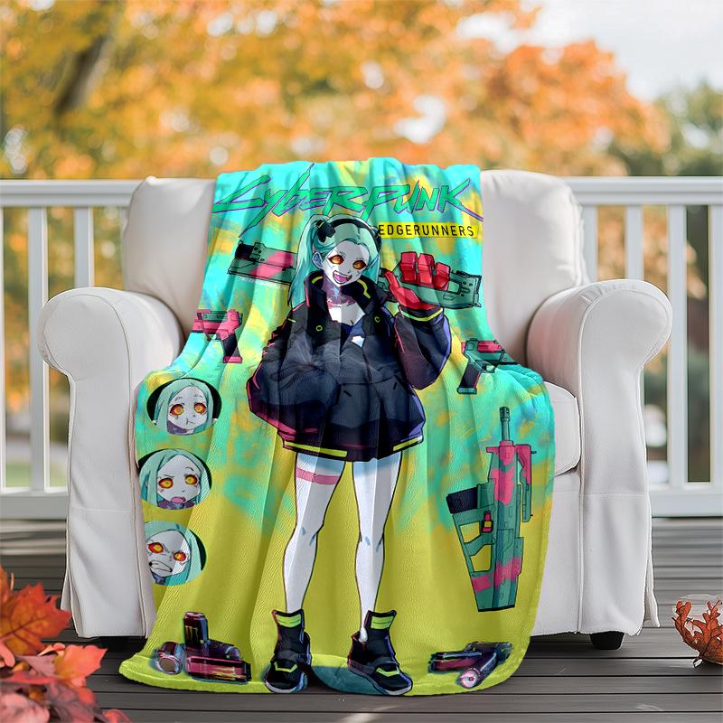 Cyberpunk Flannel Blanket Soft Warm All-Season Throw, Design for Camping, Car Travel, Hiking Sofa, Bed, Office Perfect Gift for Parties