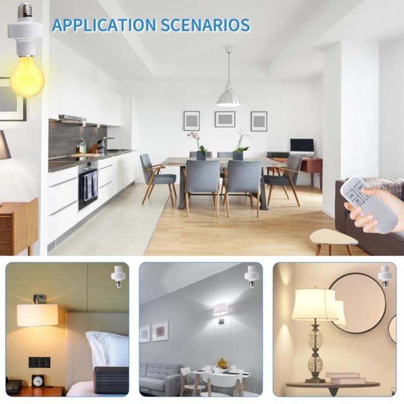 Small E27 Lamp Holder with Remote Timer Scheduling Energy Saving Remote Socket Wireless Light Socket for Home Lighting