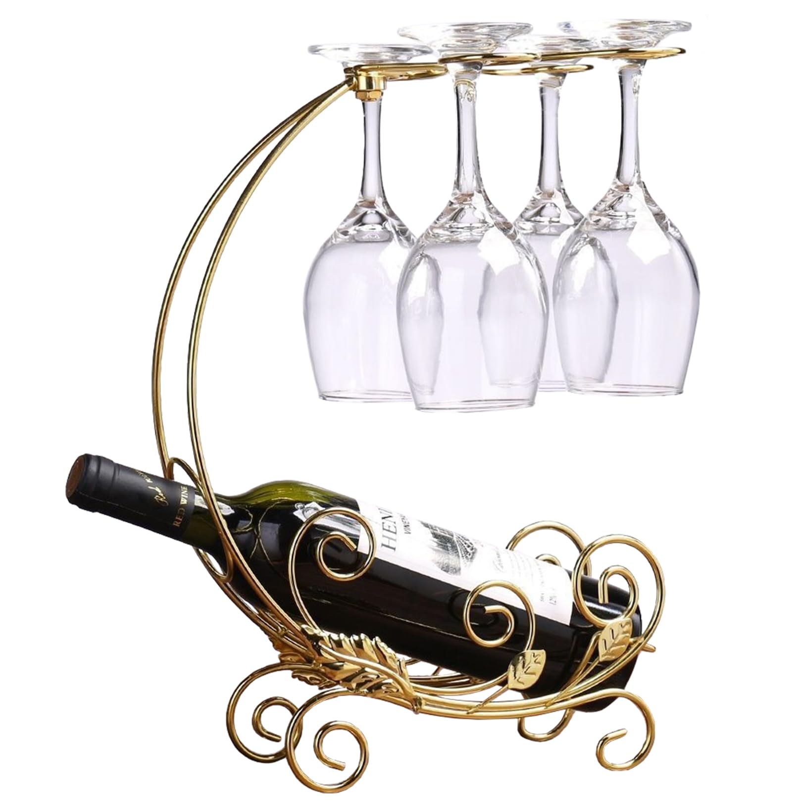 

sac taske Bottle Stand, Wine Rack, Wine Glass Holder, Glass Stand, Wine Glass Storage (Gold)