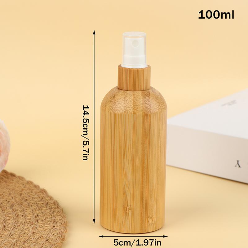 Empty 10/20/30/50/100Ml Bamboo Outer Shell Plastic Spray Bottle With Fine Mist Dispenser For Liquid Perfume Toiletries Container