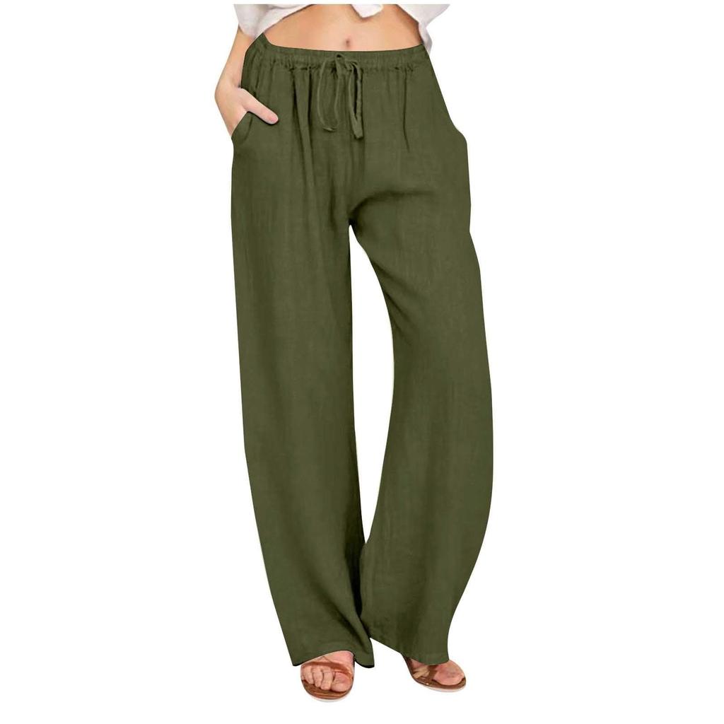 Lässige Damenhose mit geradem Bein, einfarbig, lässige lange Hose mit Taschen