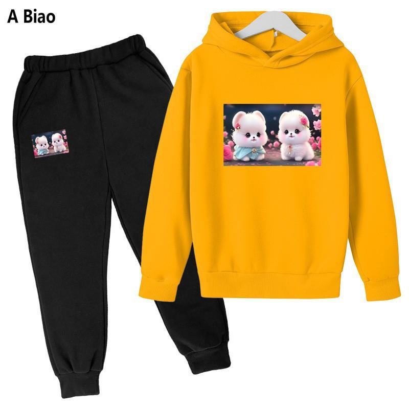 Children's fleece suit hooded children's clothing hip-hop casual spring and autumn suit