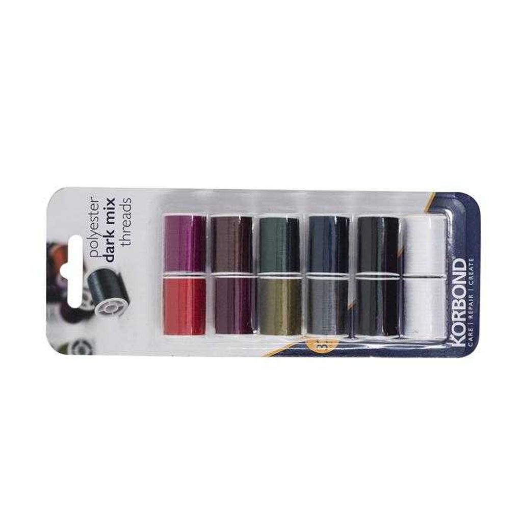 Korbond Polyester Mørk Miks Tråd Blisterpakning