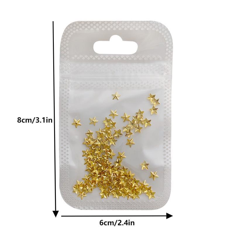 Hollow Star Nail Art Art Rivet Charms 3D Alloy Five-Pointed-Star Gold Silver Diamond Nail Decoration Luxury Manicure Accessories
