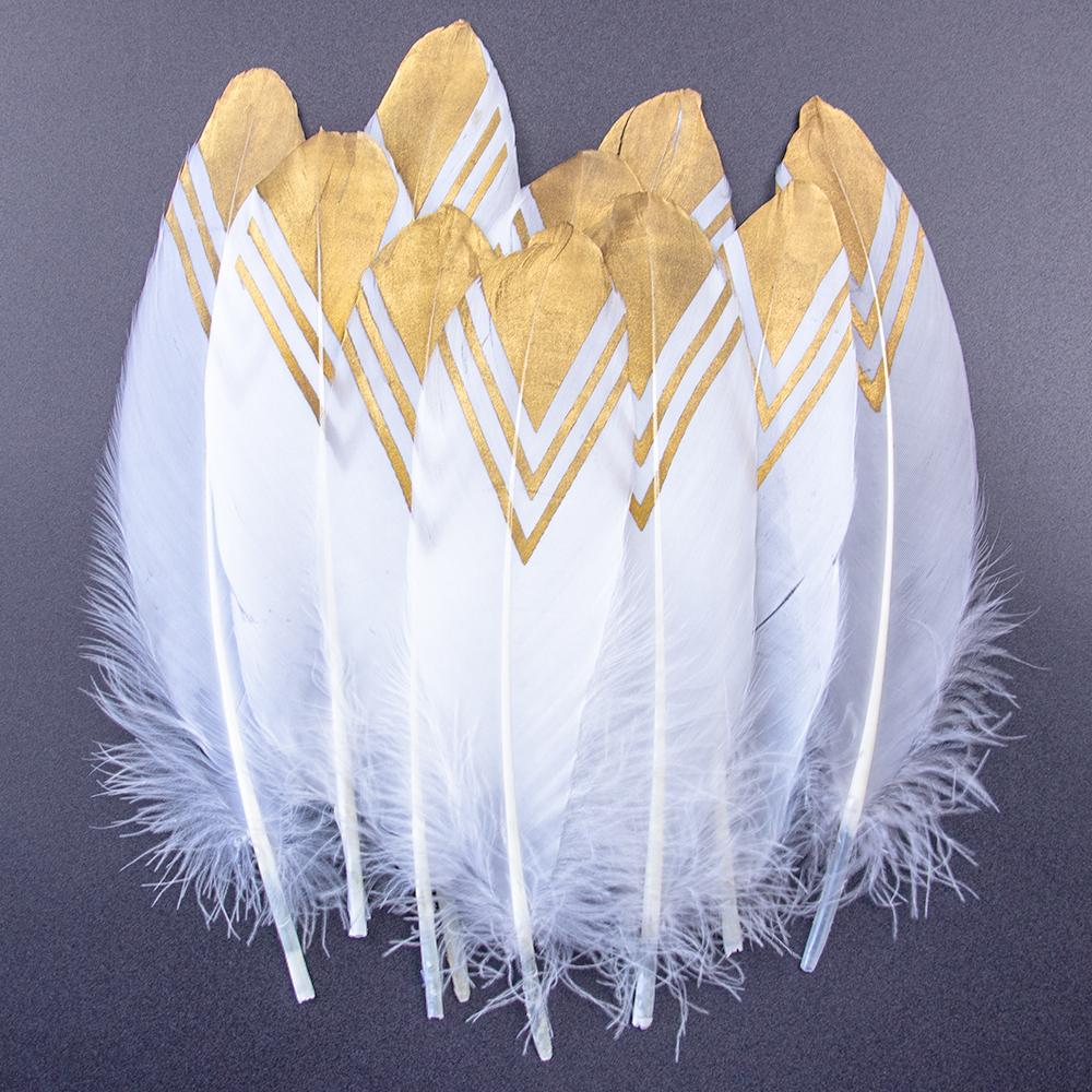 10PCS Gold Feathers Decoration 15-20CM Natural White Turkey Goose Duck Pheasant Feathers Plumes Handicraft Accessories