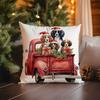 New Christmas Pillowcase Vintage Red Truck Cute Dog Christmas Tree Print Cushion Cover