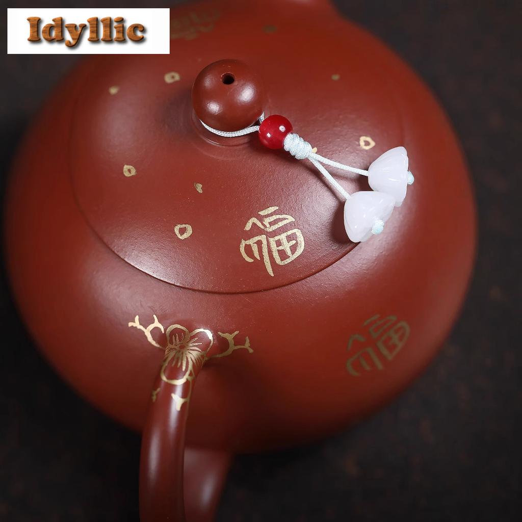 200ml Luxury Yixing Purple Clay Teapots Handmade Gold Drawing Xishi Pot Raw Ore Dahongpao Mud Kettle With Infuser Zisha Tea Set