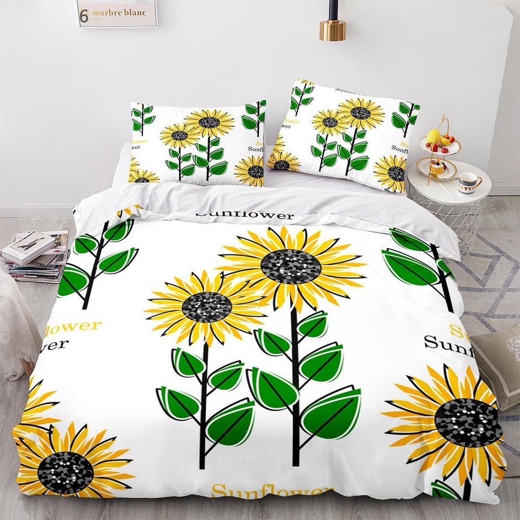Digital Printing Three-Piece Sunflower Quilt Cover Size Quilt Cover 3D