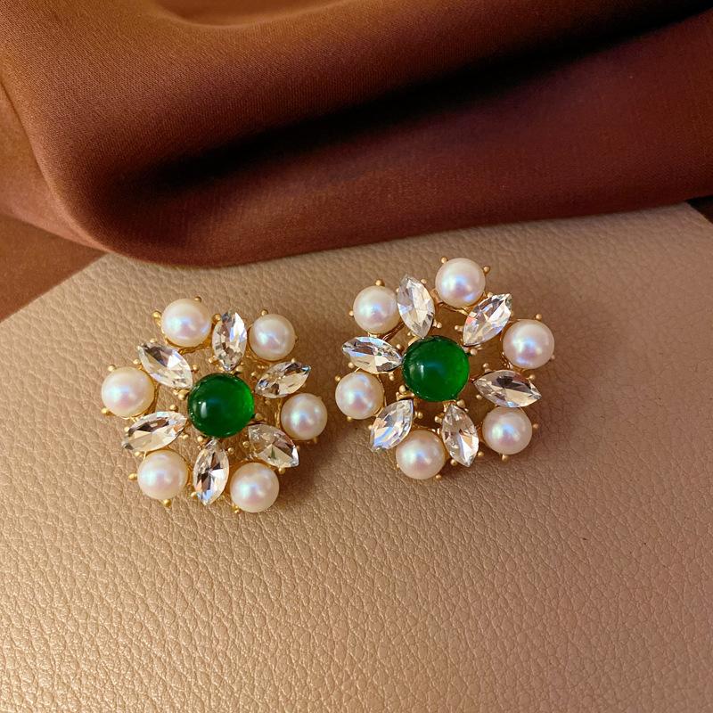 Classic Middle Design Women Girls Palace Luxury Crystal Necklace Earrings Vintage Lady Gorgeous Chains Choker Jewelry Gift