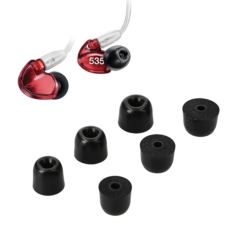 

kwmobile 6x ear tips Shure AONIC 215 / SE215 SE846 SE535 Compatible with SE112 earpiece - for replacement pad S/M/L size black color