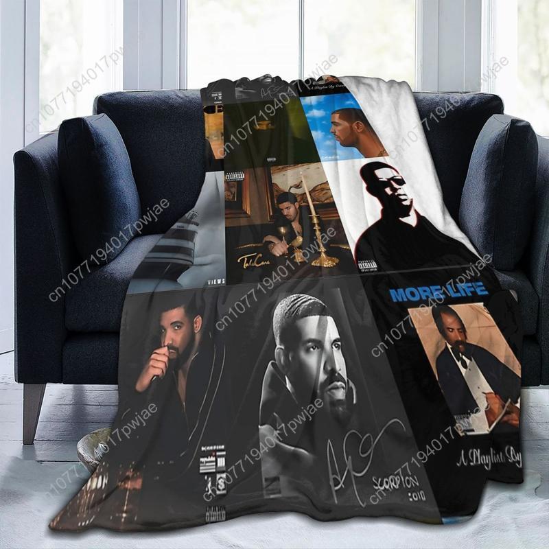 Music Drake Vintage Album Blanket Fleece Bed Throw Blankets Cozy Lightweight for Car Rug Piece Custom Blankets